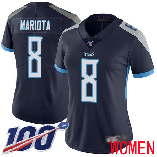 Tennessee Titans Limited Navy Blue Women Marcus Mariota Home Jersey NFL Football 8 100th Season Vapor Untouchable